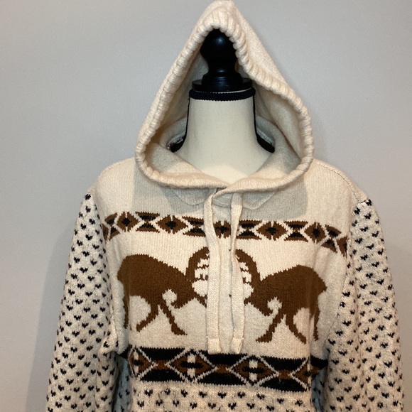 Unisex moose graphic hooded sweater kangaroo pocket Y2K American Eagle gorpcore - Picture 4 of 9
